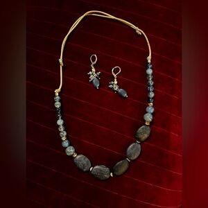 JJill Elegant lapis Silver Toned Women's necklace and earring set.